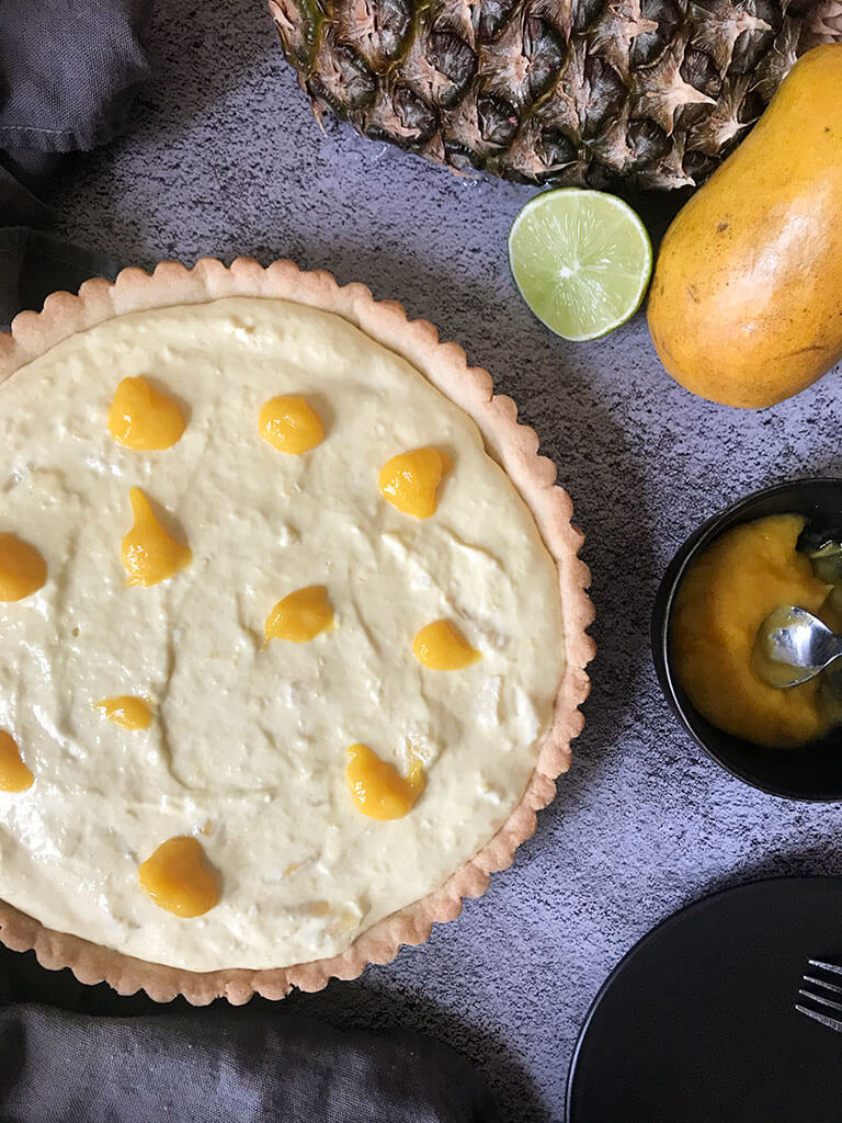 cheese cake avec purée de mangue
